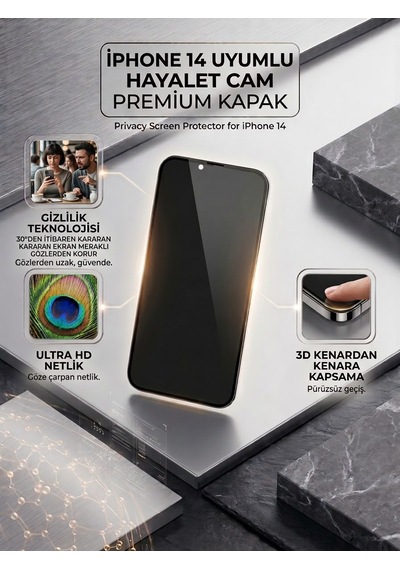 Apple Iphone 14 Uyumlu Ekran Koruyucu Hayalet Cam