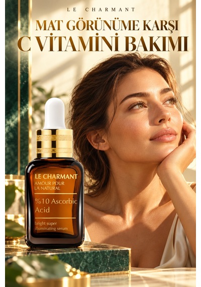 %10 C Vitamini Serumu Askorbik Asit İçeren Aydınlatıcı Yüz Bakım Serumu 30 Ml