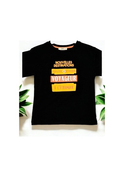 Zekids Erkek Çocuk Lemonde Baskılı Pamuklu Tshirt-14062-siyah Siyah