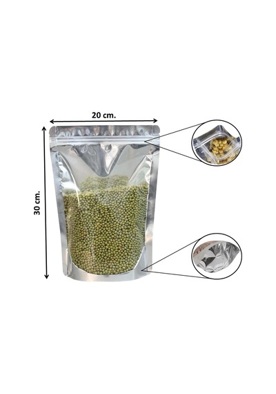 Doypack Pencereli Metalize Kilitli Kese Kağıdı - 1000 Gramlık - 20x30x8 Cm. - 60 Adet