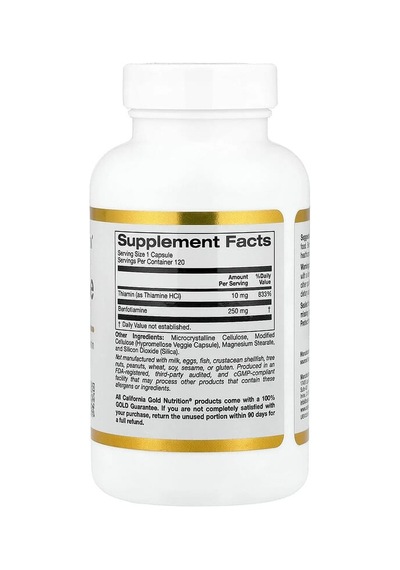 California Gold Nutrition, Benfotiamine With Thiamine, 250 Mg, 120 Veggie Capsules