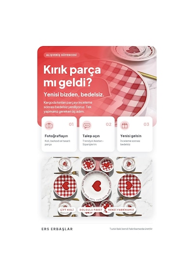 Tr Pınk Heart 21 Parça 6 Kişilik Lüx Kahvaltı Takımı, Kahvaltı Seti Genel