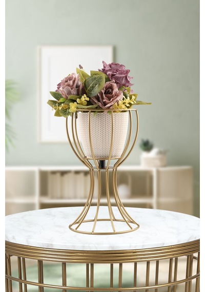 Anafor Saksılık Eskitme 25 Cm Krem Saksı