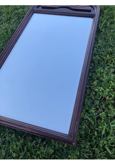 Vintage Kubbeli Oyma Desenli Ahşap Çerçeveli Ayna 46x96 cm - The Kahverengi