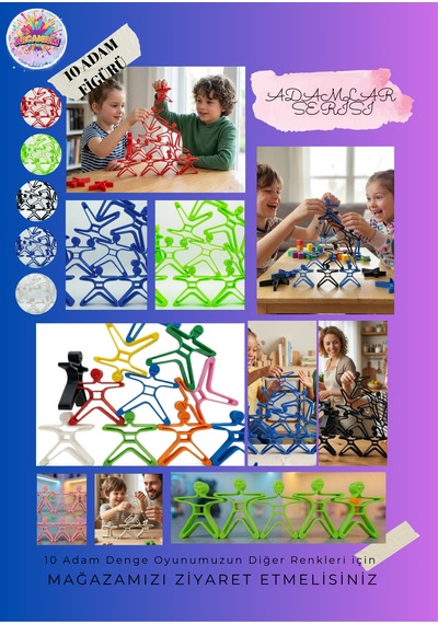 Akrobat Denge Oyunu - Montessori Eğitici Koordinasyon Geliştirici Oyuncak Kulesi -10adet- Pembe