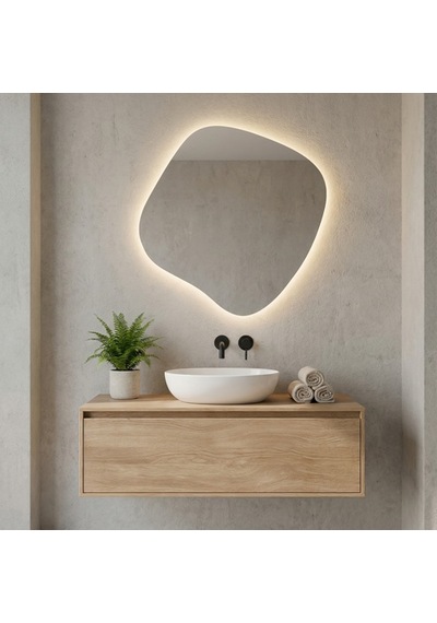 60x60 Cm Organic Form Dimmable Dokunmatik Led Ayna Günışığı 3000k Sarı