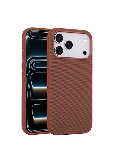 Teleplus İphone 17 Pro Max Kılıf M-safe Uyumlu Miami Kumaş Tasarım Kapak Kahverengi
