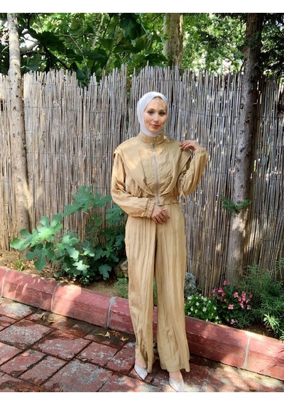 Butik Moda Ptkmks002 Üstü Kısa Fermuarlı Pantolonlu Takım Yeşil 001