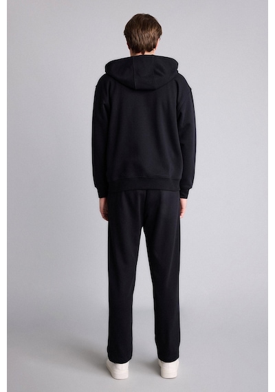 Defacto Relax Fıt Kapüşonlu İçi Yumuşak Tüylü Kalın Kumaş Fermuarlı Sweatshirt D7599ax26aubk81 Siyah-bk81