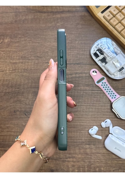 Redmi Note 11 Pro 4g Uyumlu Premium Deri Dokulu Darbelere Karşı Dayanıklı Nazal Silikon Kılıf Haki