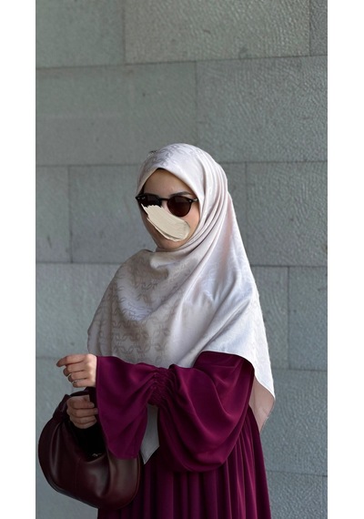 Qalortex Scarf Premium Jakarlı Mira B.boy Eşarp -vanilya