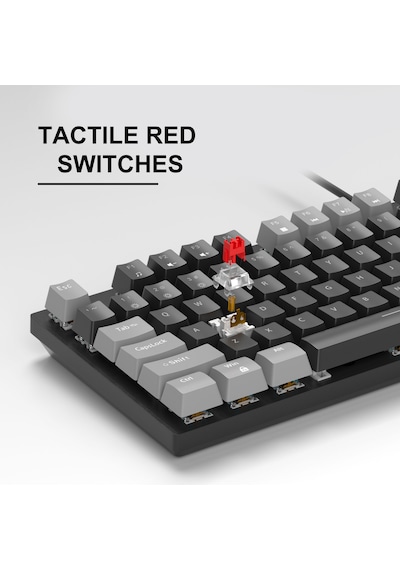 Magegee Mk-storm 104 Tuş Red Switch Kablolu Türkçe Q Gri-siyah Gaming Klavye