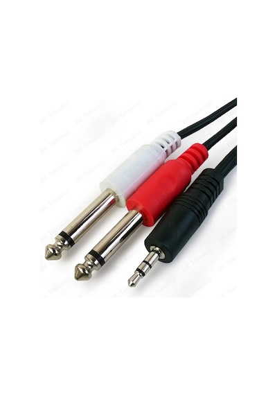 3.5mm 1/8" TRS - 2 x 6.35mm 1/4" TS Mono Y Ayırıcı Kablo - 5 M.
