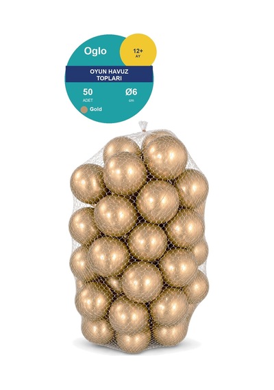 Gold Havuz Topu 50 Adet Yumuşak Oyun Havuzu Topları, Filede 1+ Yaş