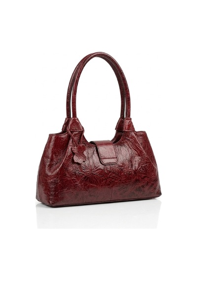 Levano Leather Premium Hakiki Dana Derisi Kadın Bordo Omuz Çantası - Parlak Dokulu Şık Ve Günlük Deri Çanta Kırmızı