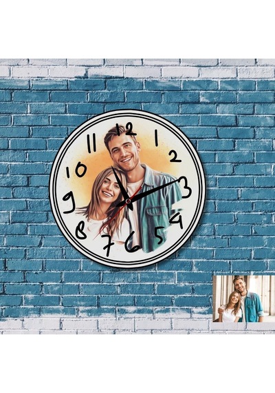 Sevgiliye Hediye Yağlı Boya Tasarımlı Cam Duvar Saati 2932-21 Çok Renkli