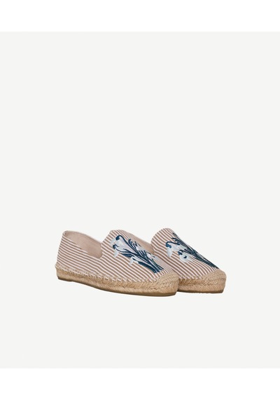 Yargıcı Nakış Detaylı Çizgili Kumaşlı Espadril 26ykay4029x 017 Bej