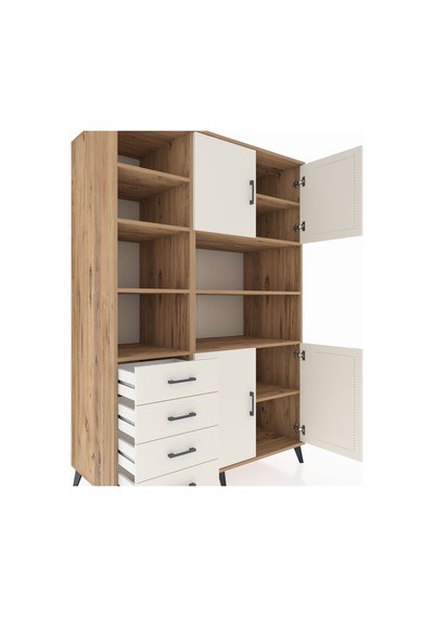 Kronos Dolap 9 Raflı 4 Çekmeceli 4 Kapaklı 132x59x195 Çam-ayt... Çam