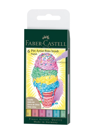 Faber-castell Pitt Çizim Kalemi Fırça Uç "pastel Renkler" 6'lı Poşet, 6 Renk