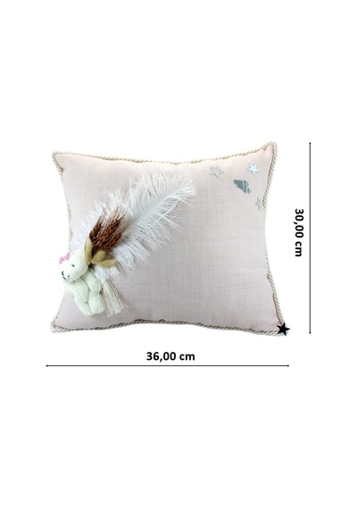 Süslebabypartystore Kuru Çiçek Tanzimli, Ayıcıklı, Takı Yastığı, Pudra Renk Pudra