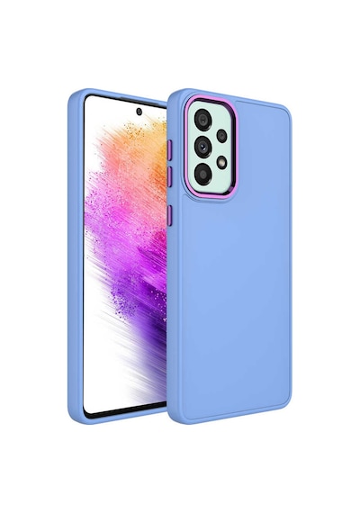 Goocamp Galaxy Uyumlu A32 4g Kılıf Metal Çerçeve Ve Buton Tasarımlı Silikon Luna Kapak - Li Lila