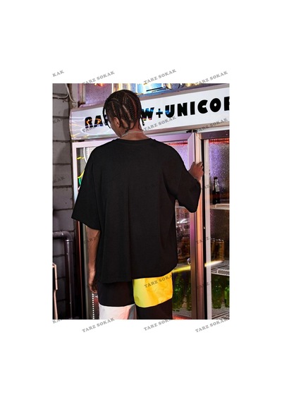 Startmore Unisex Siyah Not Bound Baskılı Oversize Bisiklet Yaka Siyah