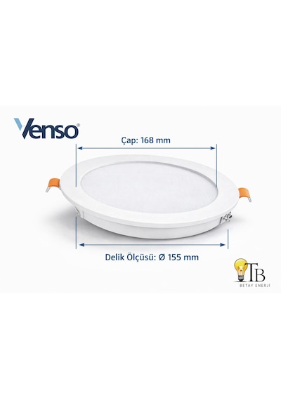 Venso Slim Led Panel 12w Yuvarlak Sıva Altı Beyaz Kasa Beyaz Işık Beyaz
