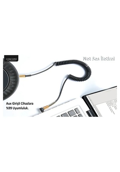 Tüm Cihazlarla Uyumlu Siyah Altın Uçlu Araç Müzik Ses Kablosu Stereo Aux Kablo 1 Mt - 3.5mm