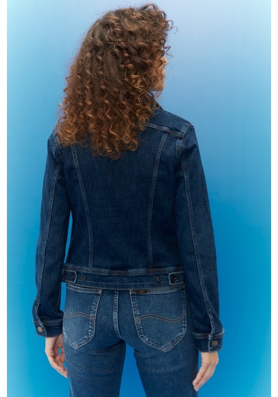 Slim Fit Dar Kesim Denim Kot Ceket L541408 Koyu Mavi