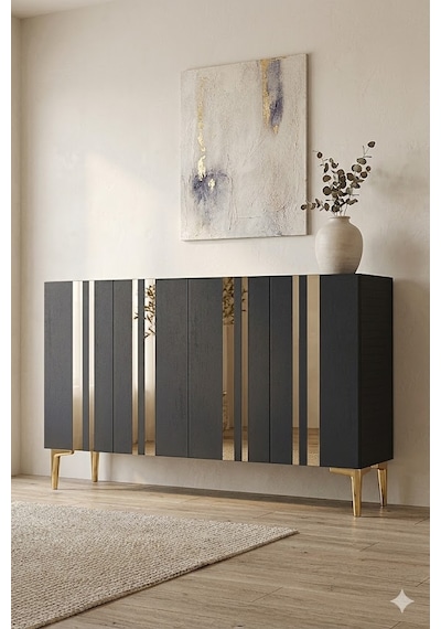 Ka1230ag Ece Konsol Ve Tv Sehpası Antrasit-gold 120cm
