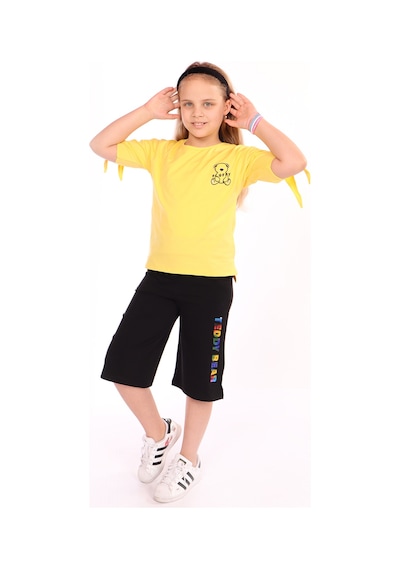 Toontoy Kids Toontoy Kız Çocuk Teddy Bear Baskılı Kaprili Takım Koyu Sarı
