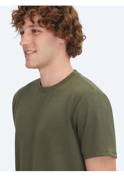 Kip Haki Düz Bisiklet Yaka T-shirt Çok Renkli