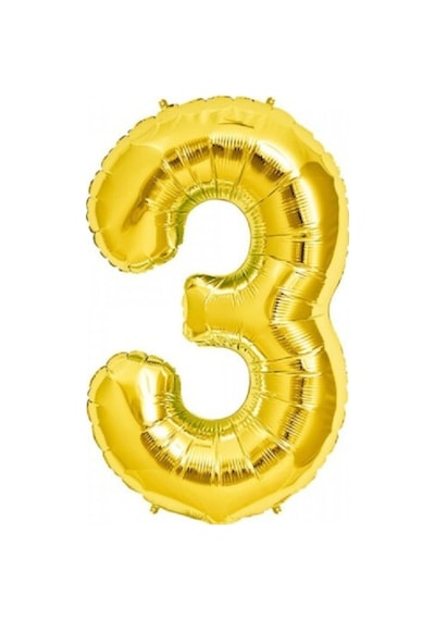 40" İnç 100 CM 3 Üç Rakamı Folyo Balon Gold