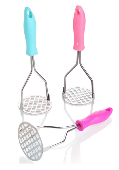 Metal Saplı Metal Patates Ezici - Yuvarlak Baş