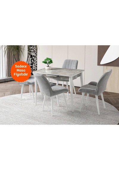 Rambla Ortadan Açılır Parlak Ahşap Yemek Masa Mermer 70x120cm