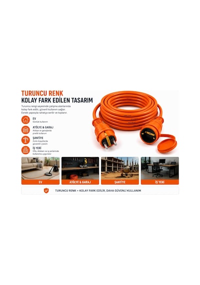 3x2.5mm Ttr Topraklı Turuncu Seyyar Uzatma Kablosu 10 Metre Diger