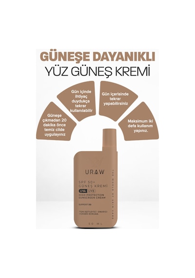 Uraw Support BB Koruyucu Yüz Güneş Kremi SPF50+ 50 ML