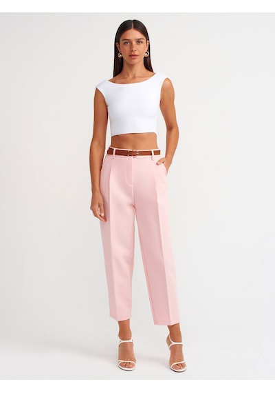 Dilvin Model Kemerli Pantolon Pudra