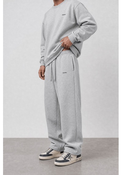 Erkek Respire Basic Baggy Eşofman Altı Gri Melanj