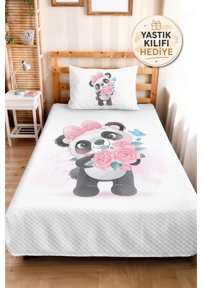 Evimde Bambaşka Panda Pembe Pastel Kız Çocuk Pike Takımı - Çiçekli Beyaz Mint Bebek Odası Yatak Örtüsü - 160x220 CM Evimde Bambaşka Panda Pembe Pastel Kız Çocuk Pike Takımı - Çiçekli Beyaz Mint Bebek Odası Yatak Örtüsü - 160x220 CM