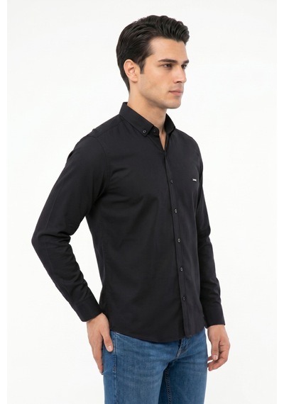 Artı Erkek Spor Slim Fit Uzun Kol Likralı Gömlek Bgl-st05465 Siyah