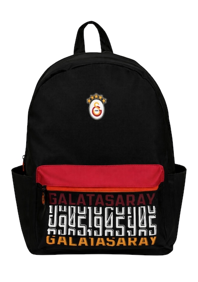 Galatasaray Lisanslı 3 Bölmeli Sırt Çantası - Laptop Gözlü Su İtici Özellikli Renkli Baskılı Okul Çantası Siyah