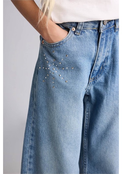 Defacto Straight Wide Açık Mavi Kız Çocuk Jean Pantolon I4477a8/nm39