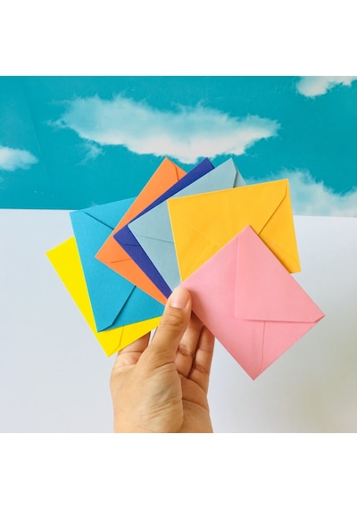 100 Adet Renkli Mini Zarf  7x9 CM