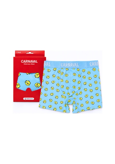 Carnaval Socks Katil Civciv Desenli Erkek Boxer Pamuklu Likralı Parlak Lastikli Kutulu Açık Mavi Çoklu