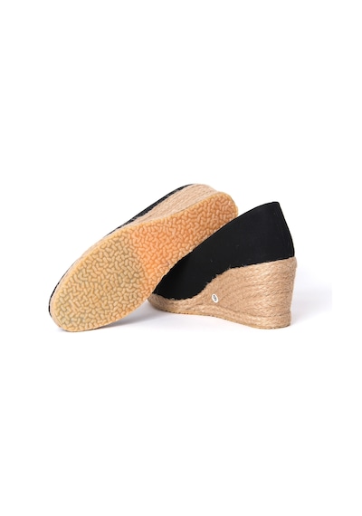 Star Tombis Siyah Keten Espadril Dolgu Topuk