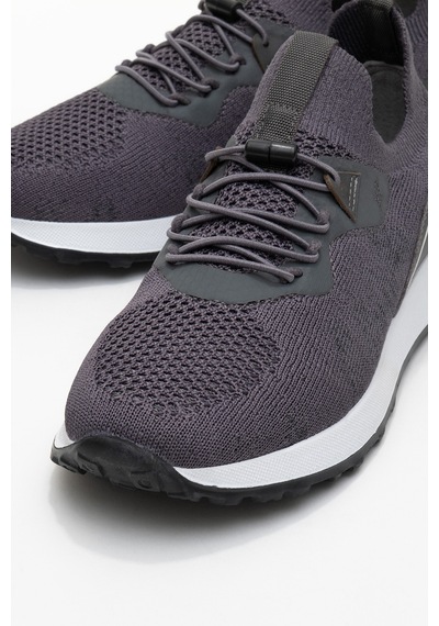 Dericlub Kadın Trikolu Aksesuar Bağcıklı Comfort Sneaker Cr 2486 Füme