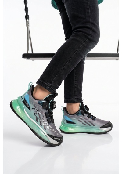 Marcokids Akıllı Bağcıklı Hafif Rahat Yeşil Unisex Çocuk Spor Ayakkabı Sneaker Play P
