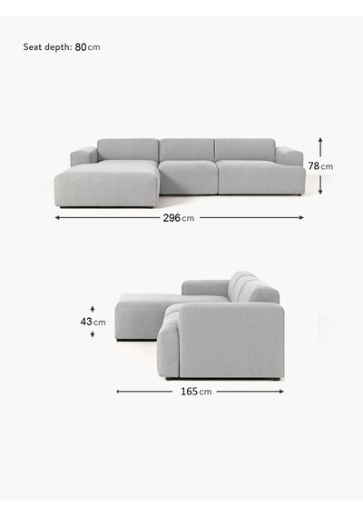 Most Mollista 3 Modül Sol Köşe Koltuk 32 Gri Keten Kumaş Yumuşak