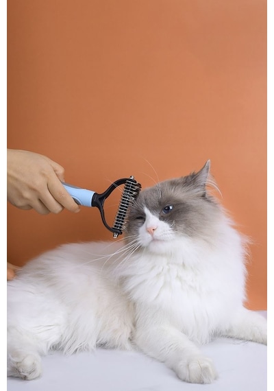 Evcil Hayvan Fırçası Kedi Köpek Tarağı Büyük Boy Mavi